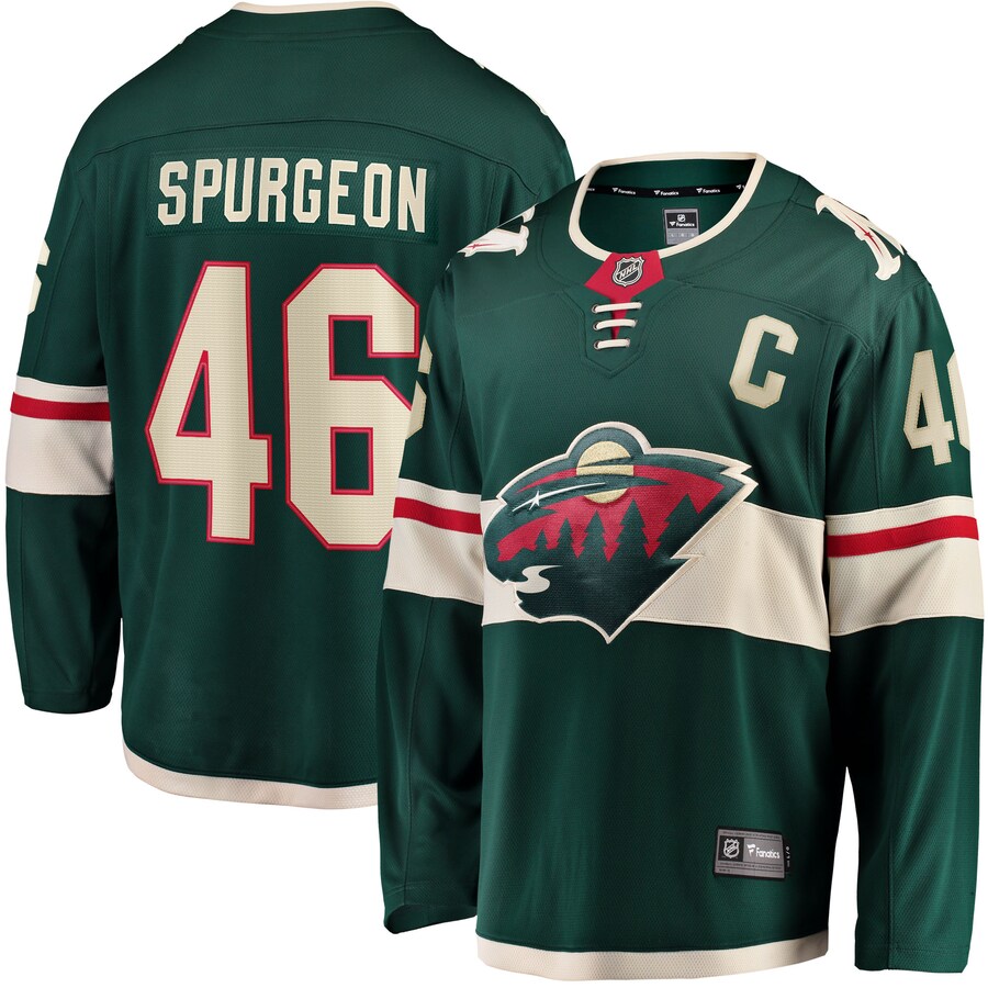 Men's Minnesota Wild Jared Spurgeon Green Home Breakaway Player Jersey - Jersey