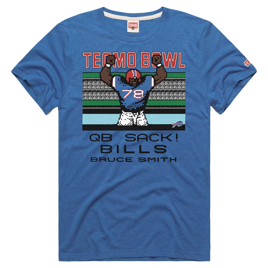 Men's Buffalo Bills Bruce Smith Homage Royal Tecmo Bowl Retired Player Graphic Tri-Blend T-Shirt - Jersey