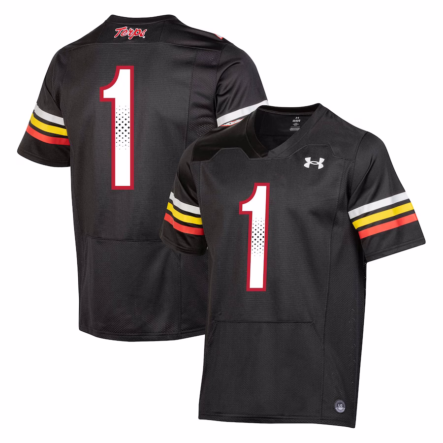 #1 Maryland Terrapins Under Armour Youth Replica Football Jersey - Black - Jersey