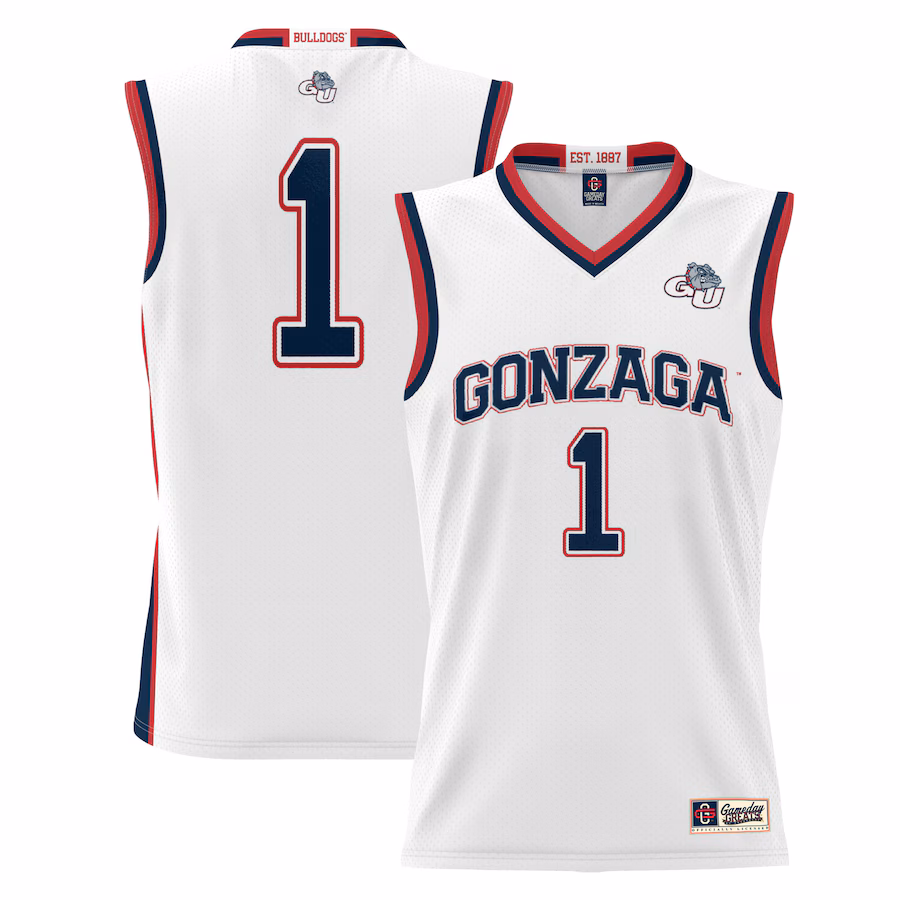 Youth GameDay Greats White #1 Gonzaga Bulldogs Lightweight Basketball Jersey - Jersey