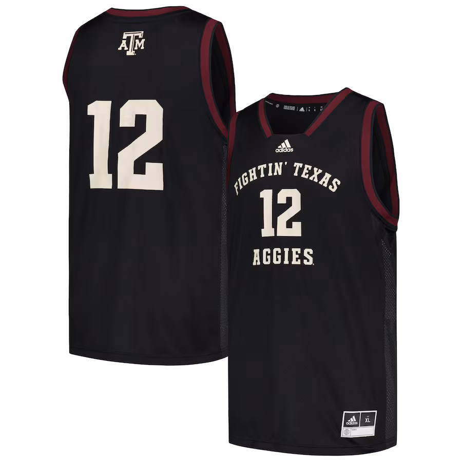 Men's adidas #12 Black Texas A&M Aggies Team Swingman Jersey - Jersey