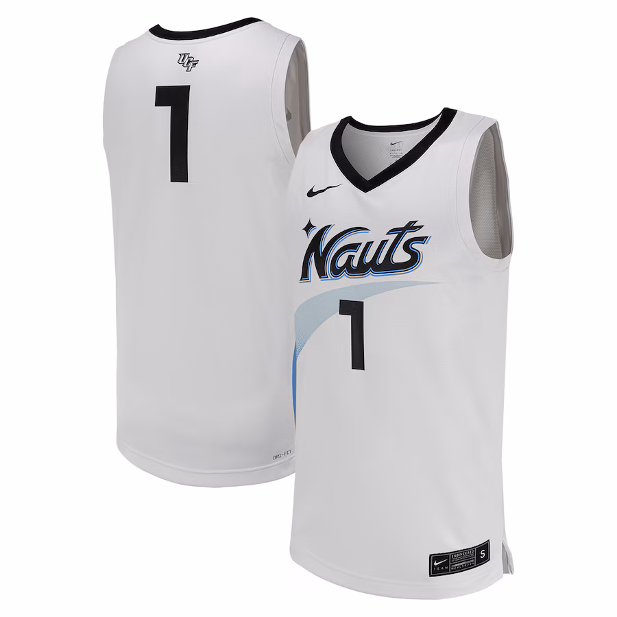 Men's Nike #1 White UCF Knights Replica Basketball Jersey - Jersey