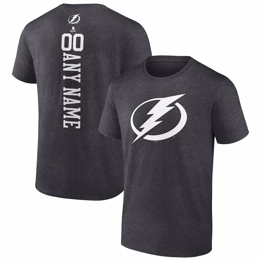 Men's Tampa Bay Lightning Heathered Charcoal Personalized One Color T-Shirt - Jersey