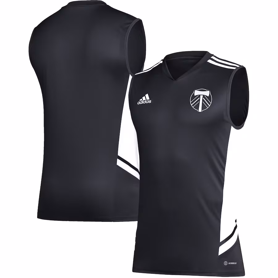 Men's Portland Timbers adidas Black/White Sleeveless Training Jersey - Jersey