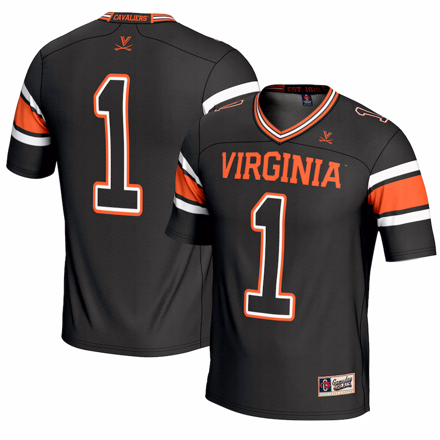 Men's GameDay Greats #1 Black Virginia Cavaliers Endzone Football Jersey - Jersey