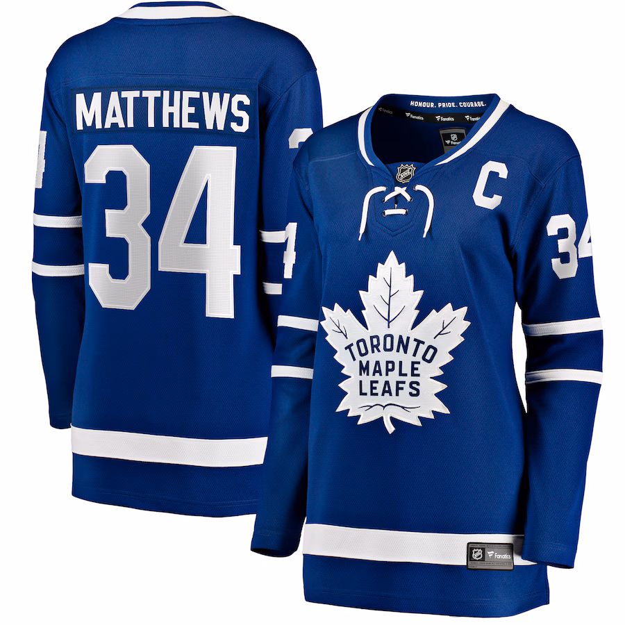 Women's Toronto Maple Leafs Auston Matthews Fanatics Blue Captain Patch Home Breakaway Player Jersey - Jersey