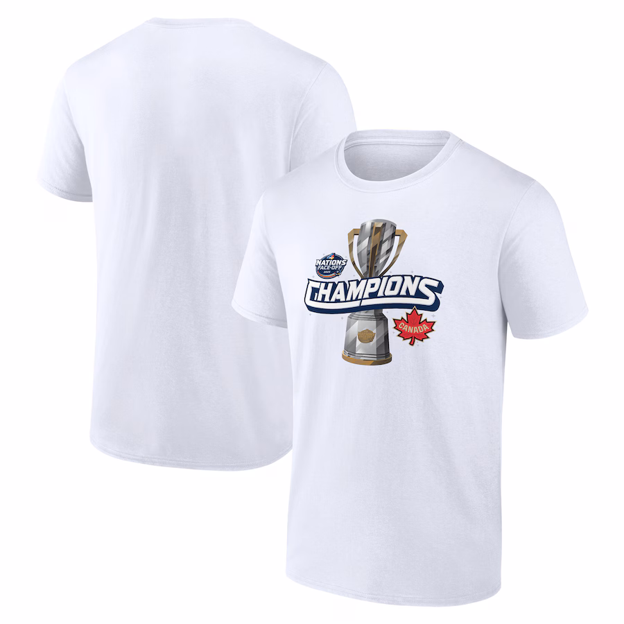 Men's Canada Fanatics White 2025 4 Nations Face-Off Champions T-Shirt - Jersey