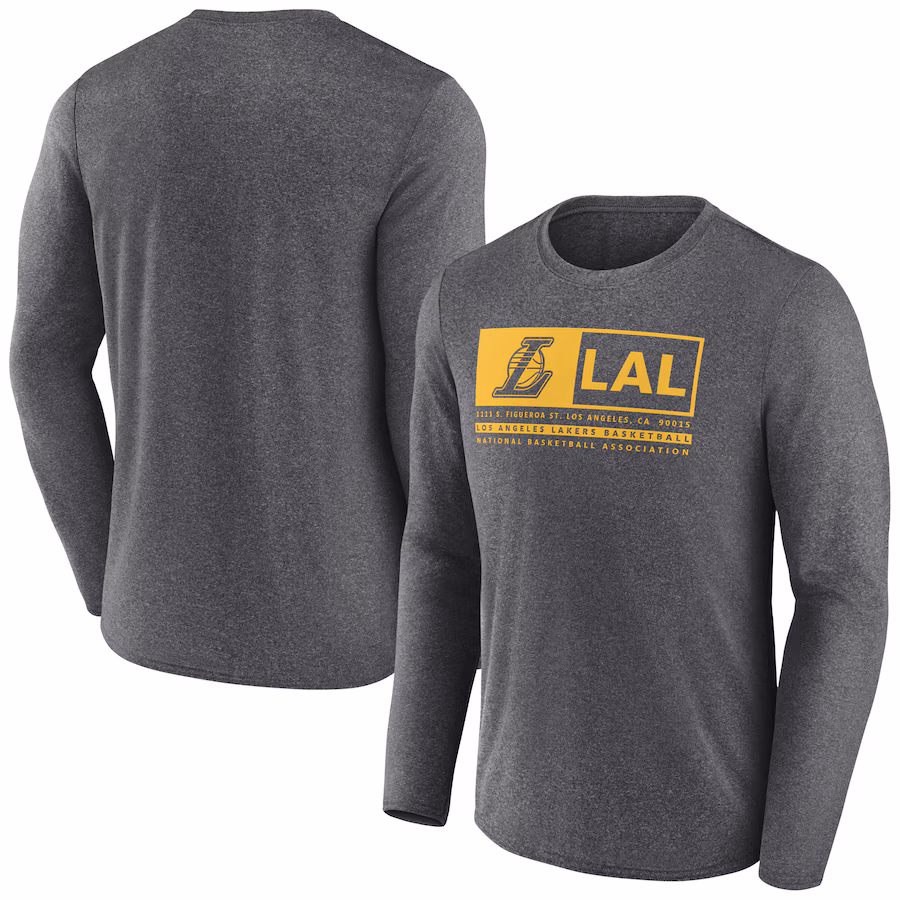 Men's Los Angeles Lakers Fanatics Heather Charcoal Three-Point Play T-Shirt - Jersey
