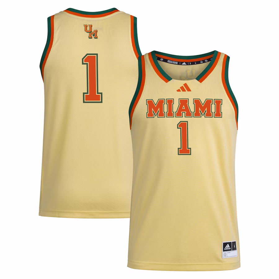 #1 Miami Hurricanes adidas Swingman Jersey - Yellow - Jersey