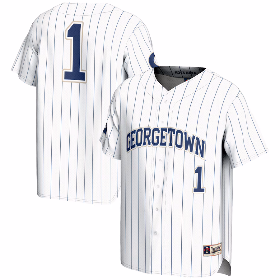 Youth GameDay Greats #1 White Georgetown Hoyas Lightweight Baseball Fashion Jersey - Jersey