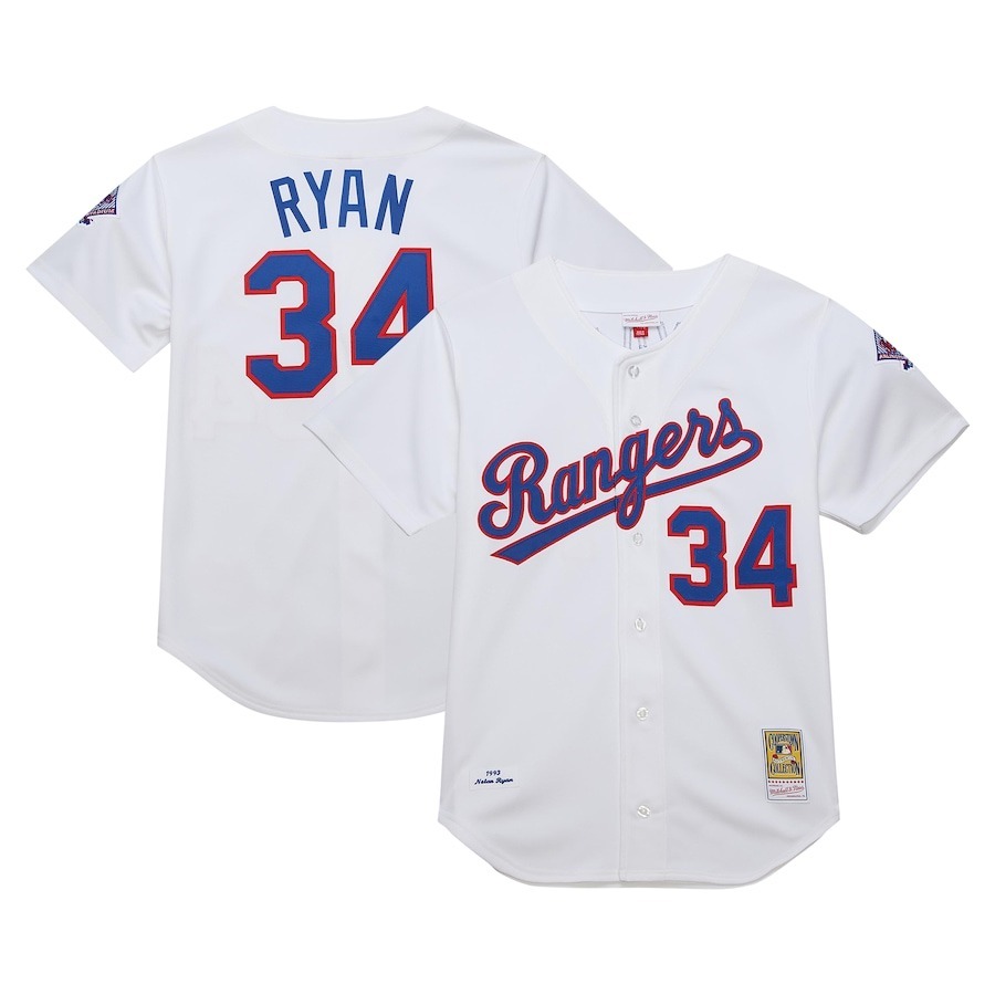 Men's Texas Rangers Nolan Ryan Mitchell & Ness White 1993 Cooperstown Collection Authentic Jersey - Jersey