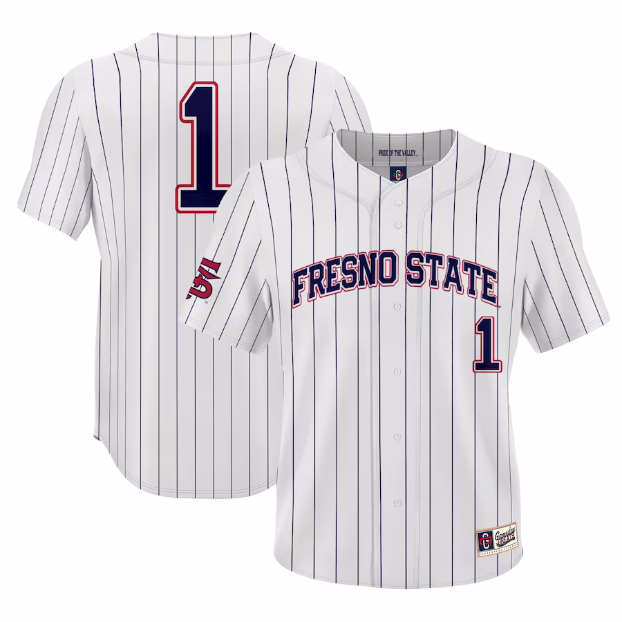 #1 Fresno State Bulldogs GameDay Greats Youth Lightweight Baseball Jersey - White - Jersey