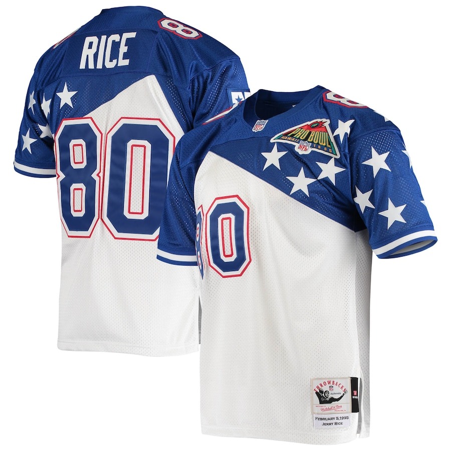 Men's NFC Jerry Rice Mitchell & Ness White/Blue 1994 Pro Bowl Authentic Jersey - Jersey