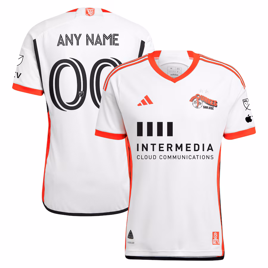 Men's San Jose Earthquakes  adidas White 2024 The 50 Kit Authentic Custom Jersey - Jersey