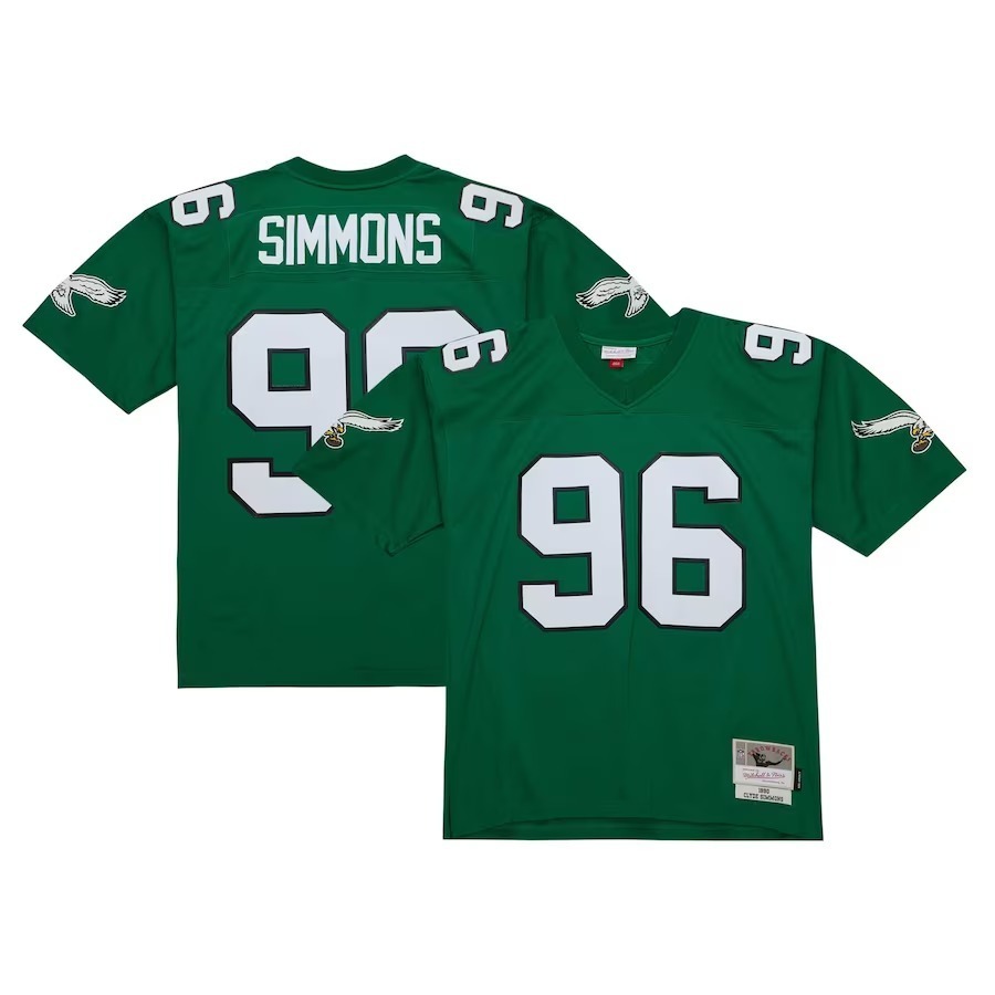 Men's Philadelphia Eagles Clyde Simmons Mitchell & Ness Kelly Green Legacy Replica Jersey - Jersey