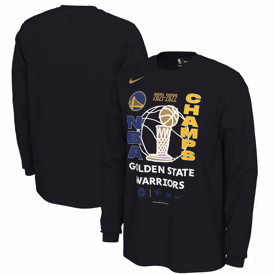 Men's Golden State Warriors Nike Black 2022 NBA Finals Champions Locker Room Long Sleeve T-Shirt - Jersey
