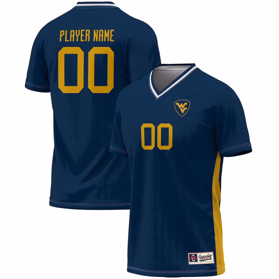 West Virginia Mountaineers GameDay Greats Unisex Pick-A-Player NIL Lightweight Soccer Jersey - Navy - Jersey