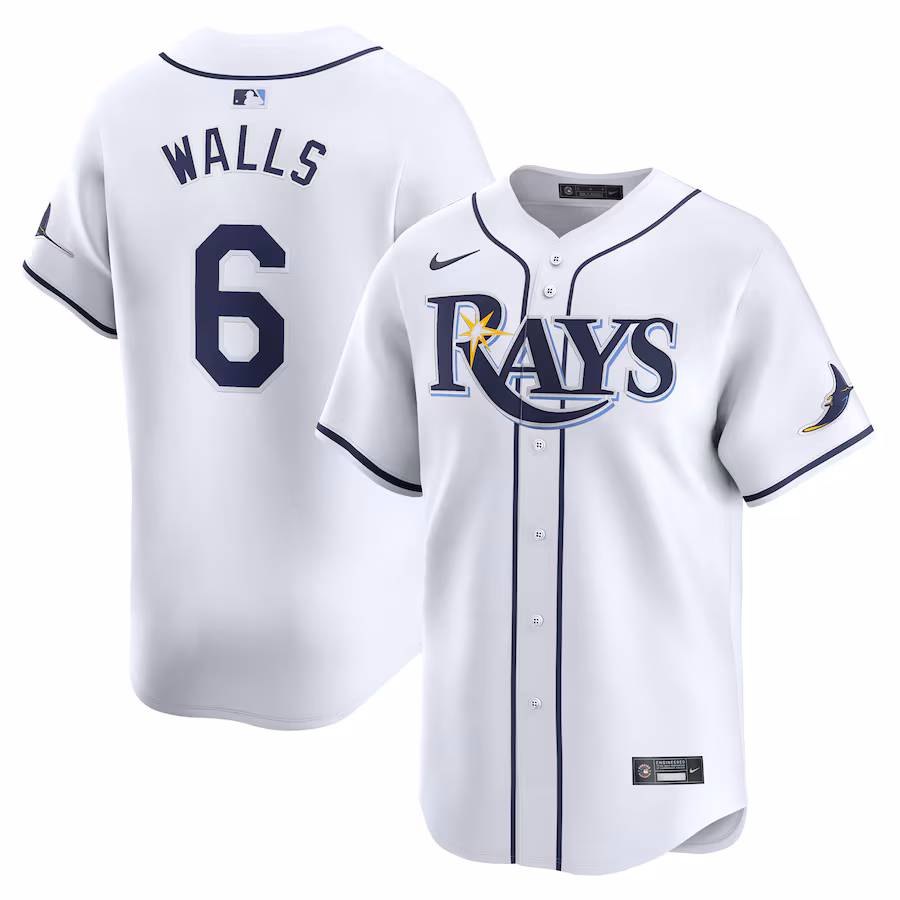 Men's Tampa Bay Rays Taylor Walls Nike White Home Limited Player Jersey - Jersey
