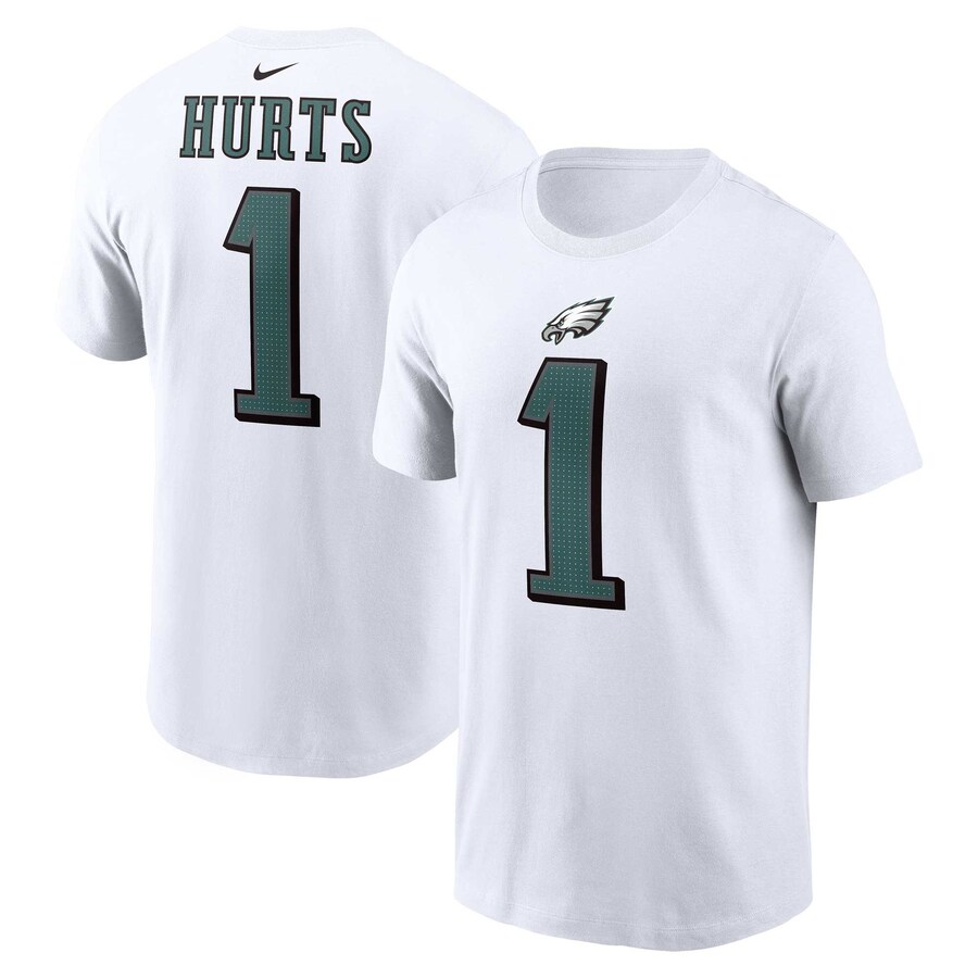 Men's Philadelphia Eagles Jalen Hurts Nike  White  Player Name & Number T-Shirt - Jersey
