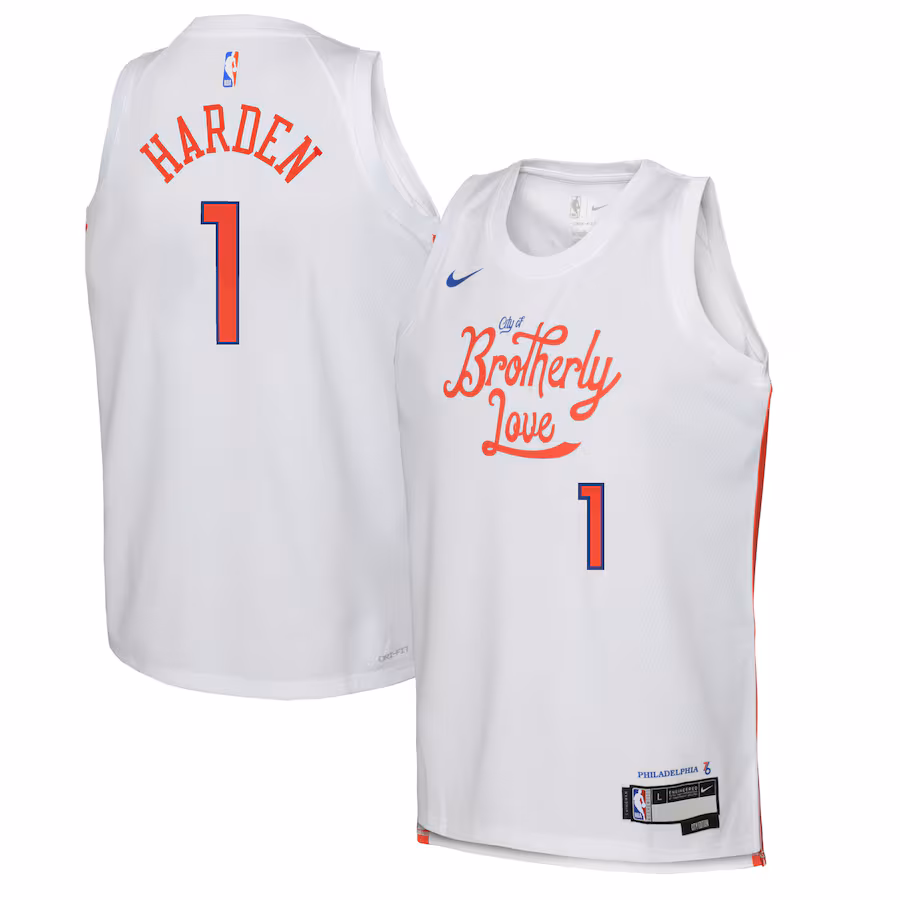 Youth Philadelphia 76ers James Harden Nike White 2022/23 Swingman Jersey - City Edition - Jersey