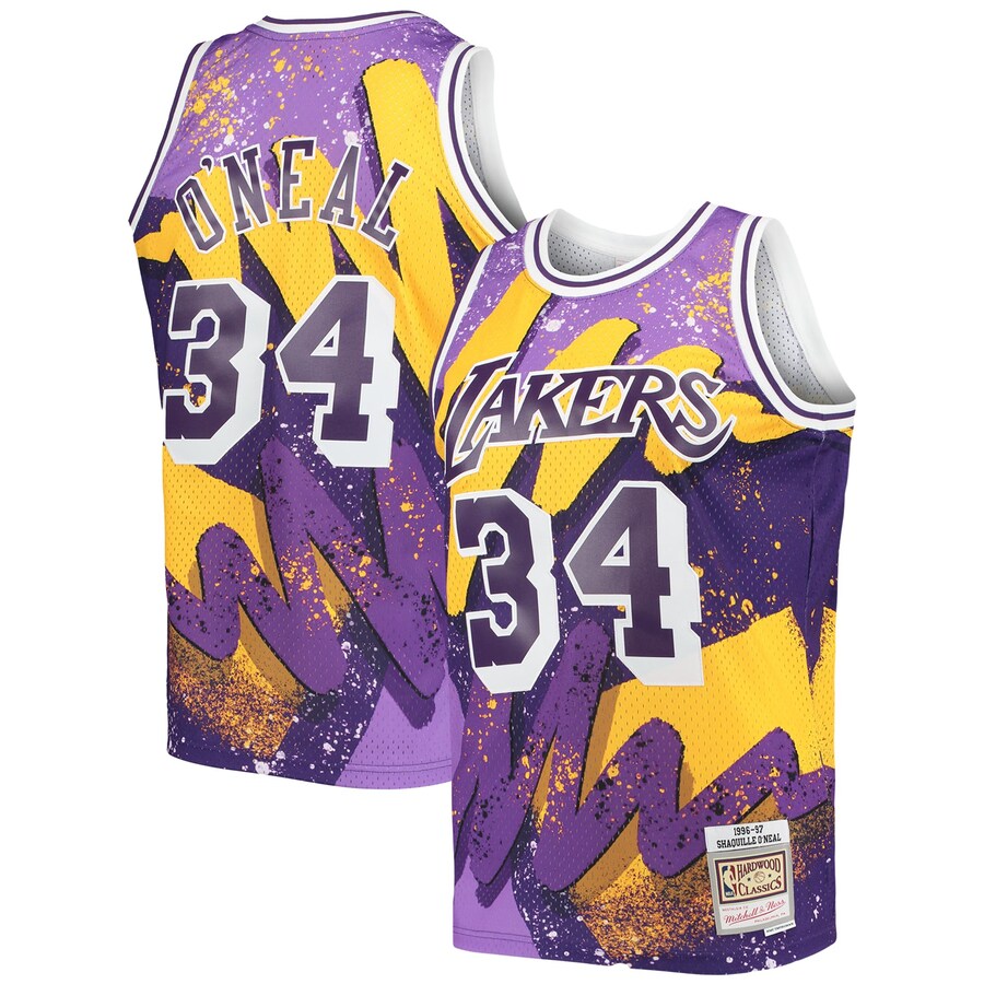 Men's Los Angeles Lakers Shaquille O'Neal Mitchell & Ness Purple Hardwood Classics 1996/97 Hyper Hoops Swingman Jersey - Jersey