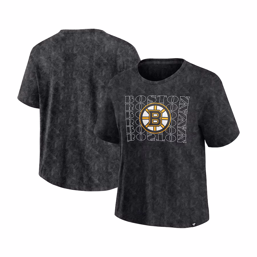 Women's Boston Bruins Fanatics Black Faded Wash T-Shirt - Jersey