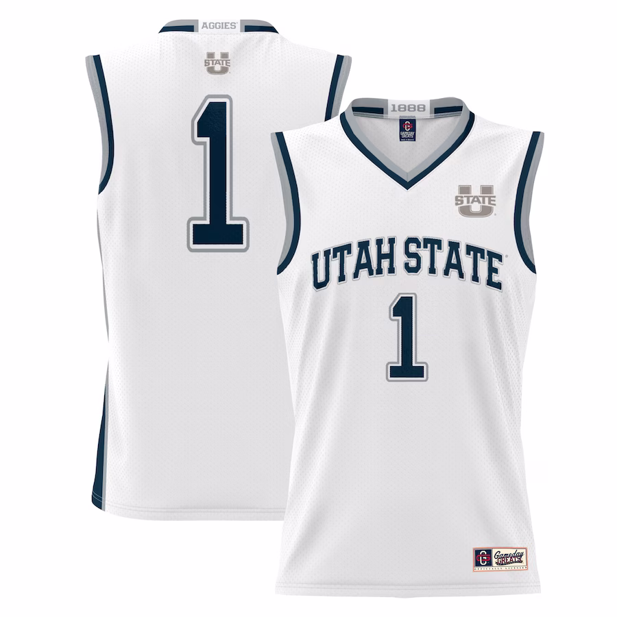 #1  Utah State Aggies GameDay Greats  Lightweight Basketball Jersey - White - Jersey