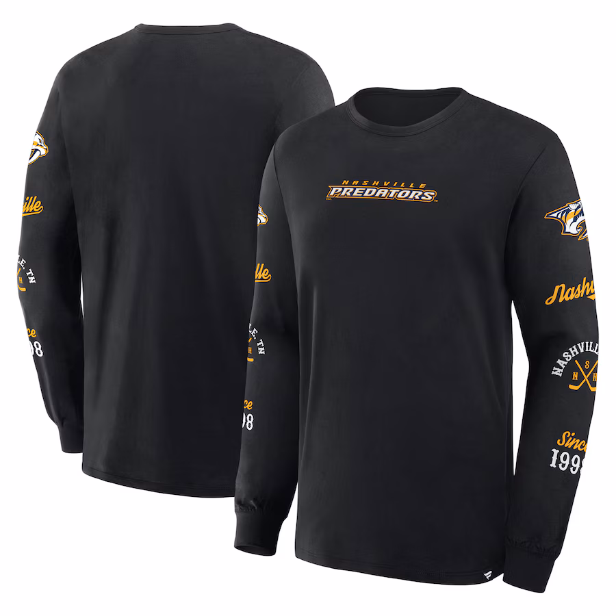 Men's Nashville Predators Fanatics Black Boxed In Legacy Long Sleeve T-Shirt - Jersey