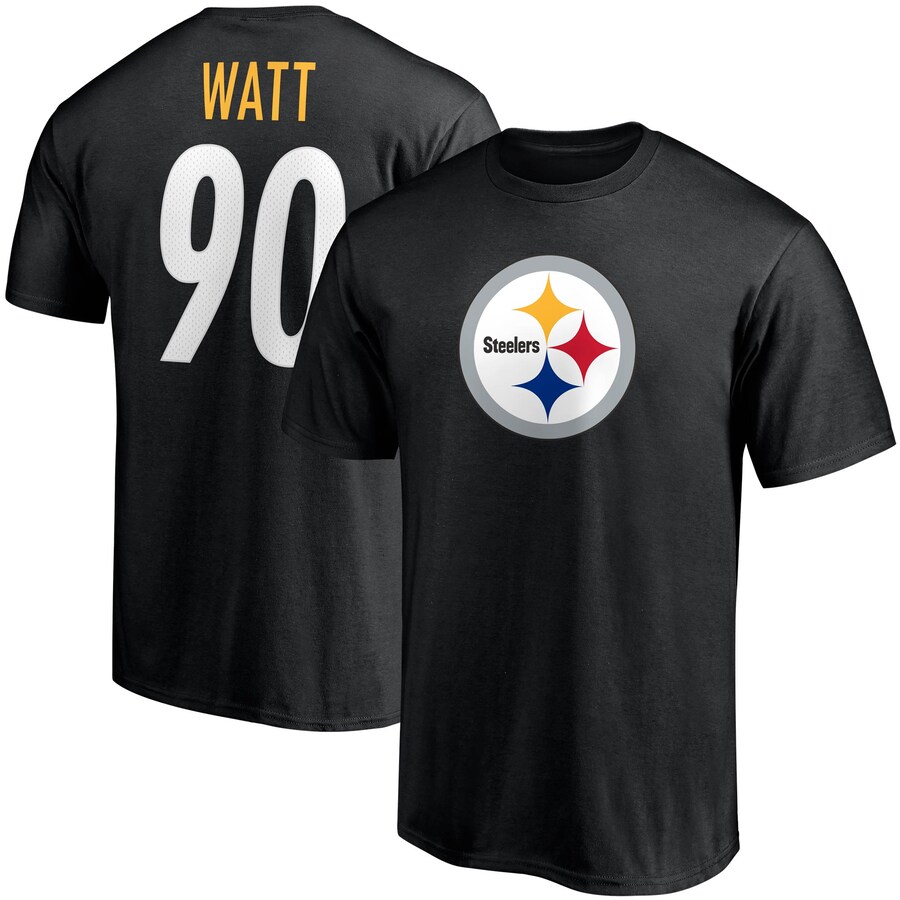 Men's Pittsburgh Steelers T.J. Watt Fanatics Black Player Icon Name & Number T-Shirt - Jersey