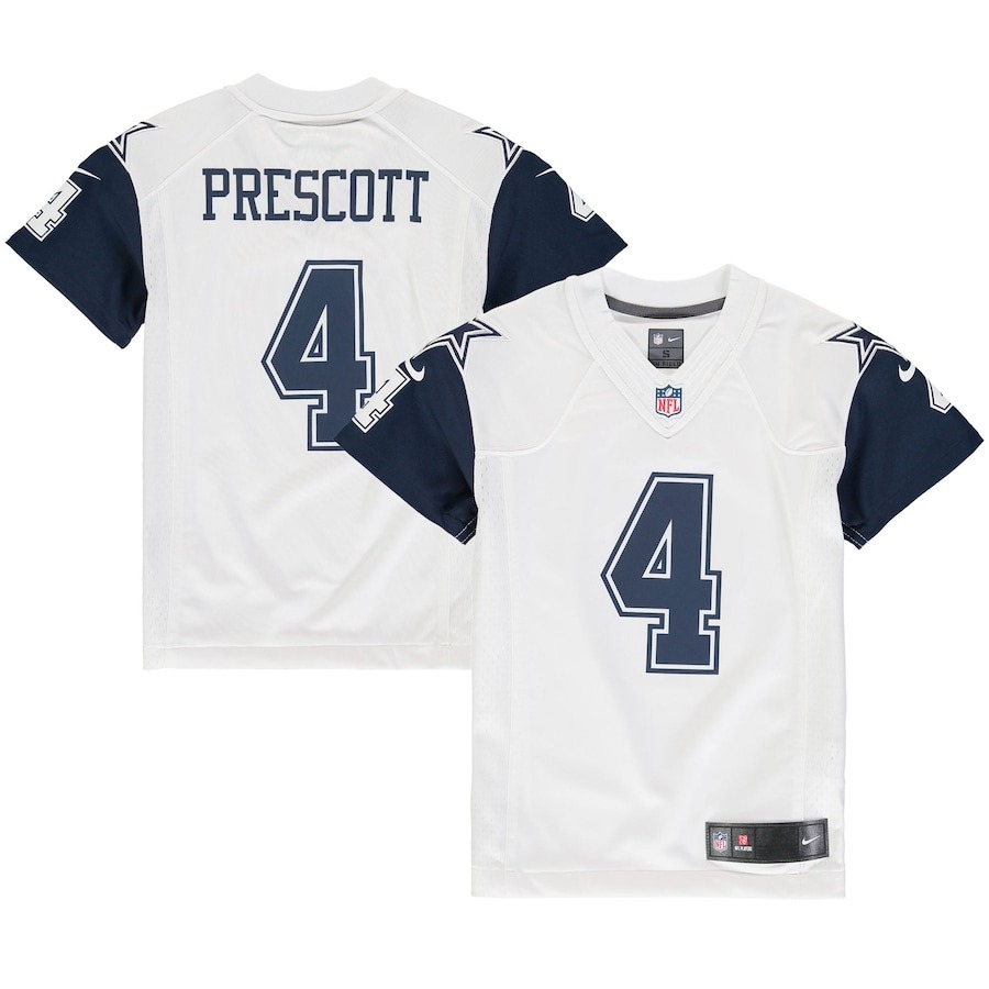 Youth Dallas Cowboys Dak Prescott Nike White Color Rush Game Jersey - Jersey