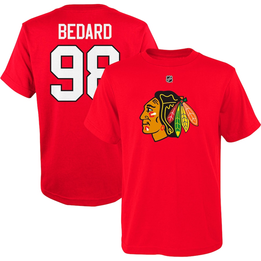 Youth Chicago Blackhawks Connor Bedard Red Player Name & Number T-Shirt - Jersey