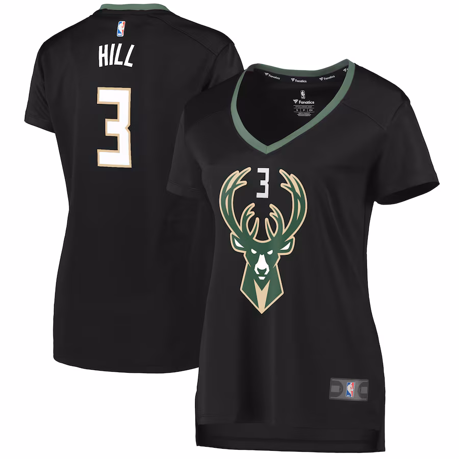 Women's Milwaukee Bucks George Hill Fanatics Black Fast Break Replica Player Jersey - Statement Edition - Jersey