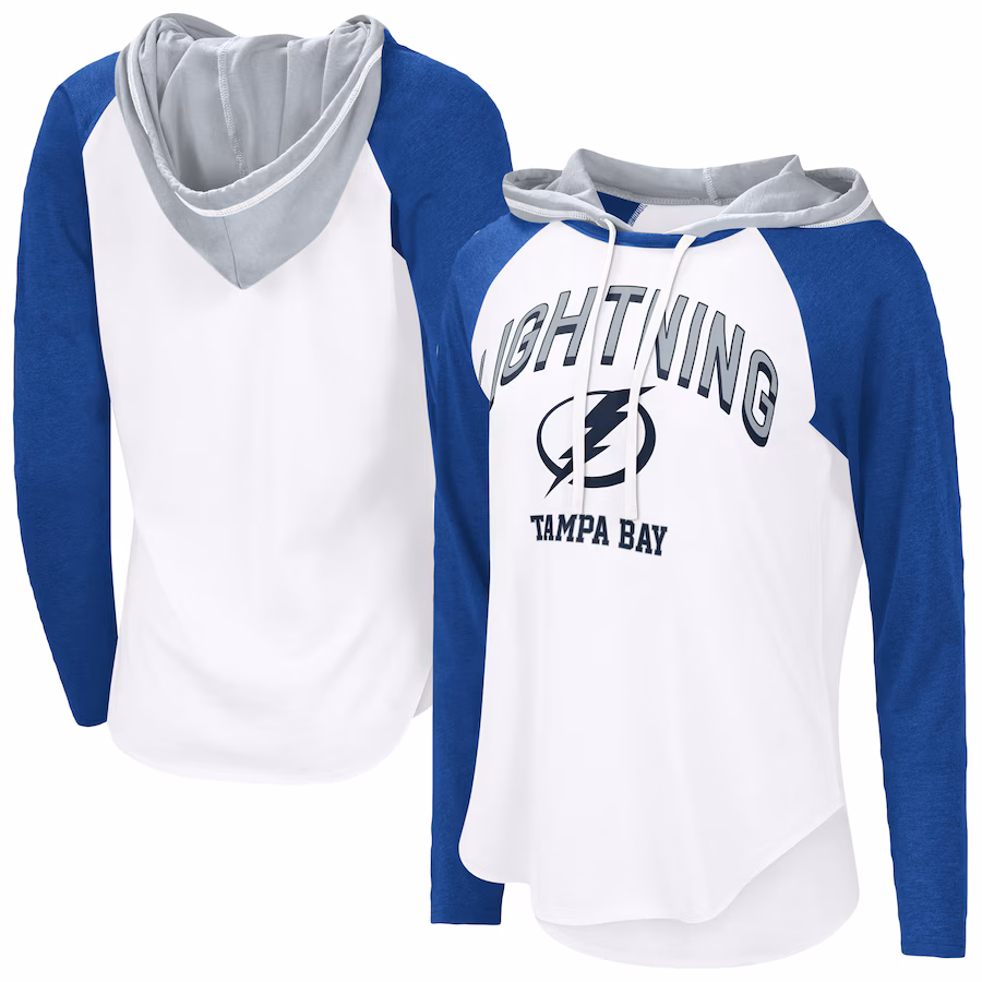 Women's Tampa Bay Lightning G-III 4Her by Carl Banks White VIP Raglan Long Sleeve Hoodie T-Shirt - Jersey