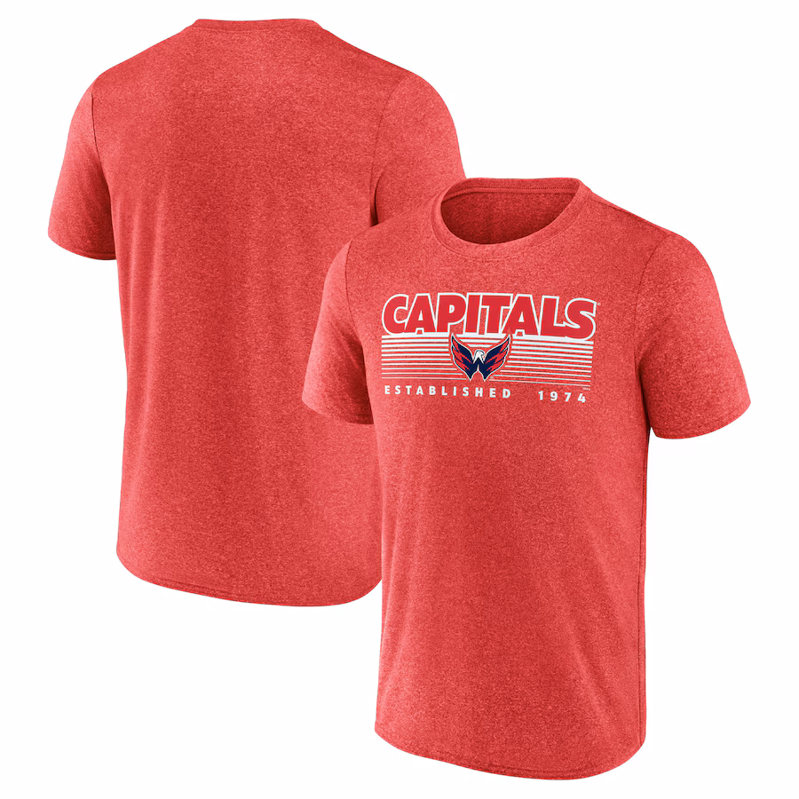 Men's Washington Capitals Fanatics Heathered Red Prodigy Performance T-Shirt - Jersey