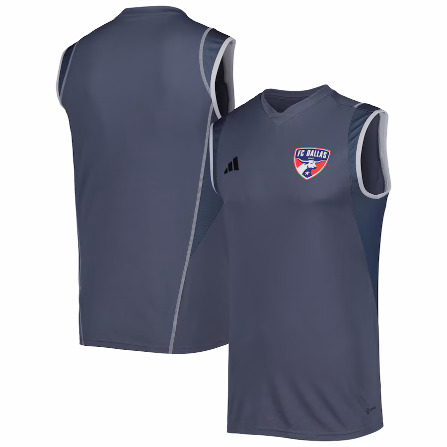 Men's FC Dallas adidas Gray 2023 On-Field Sleeveless Training Jersey - Jersey