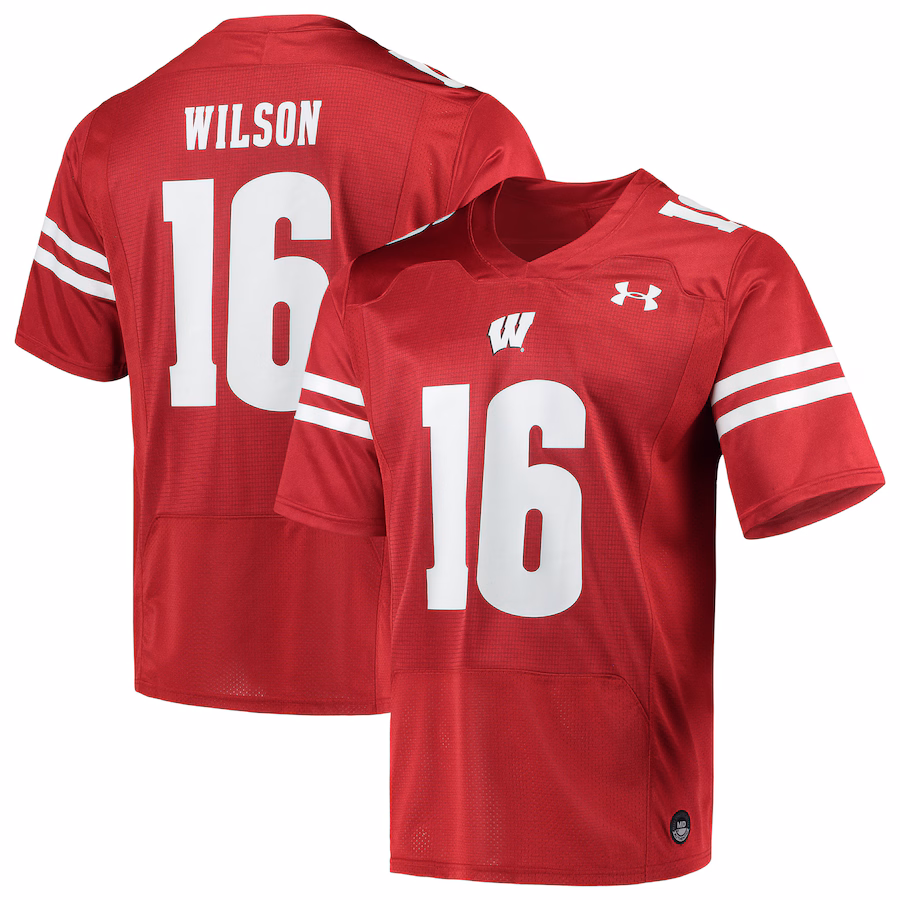 Men's Under Armour Russell Wilson Red Wisconsin Badgers Replica Alumni Jersey - Jersey