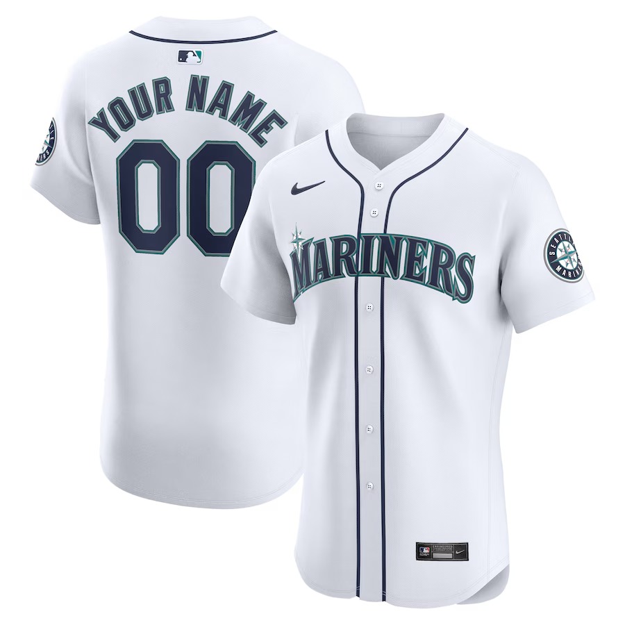 Men's Seattle Mariners Nike White Home Elite Custom Jersey - Jersey