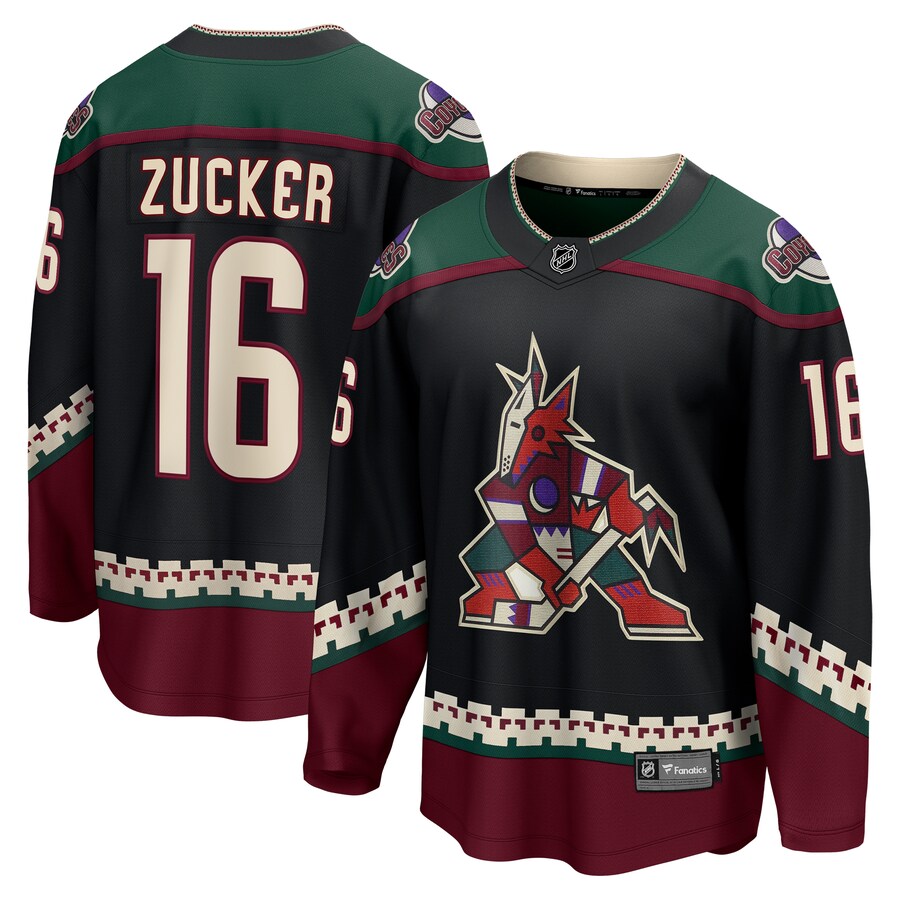 Men's Arizona Coyotes Jason Zucker Fanatics Branded Black Home Breakaway Jersey - Jersey