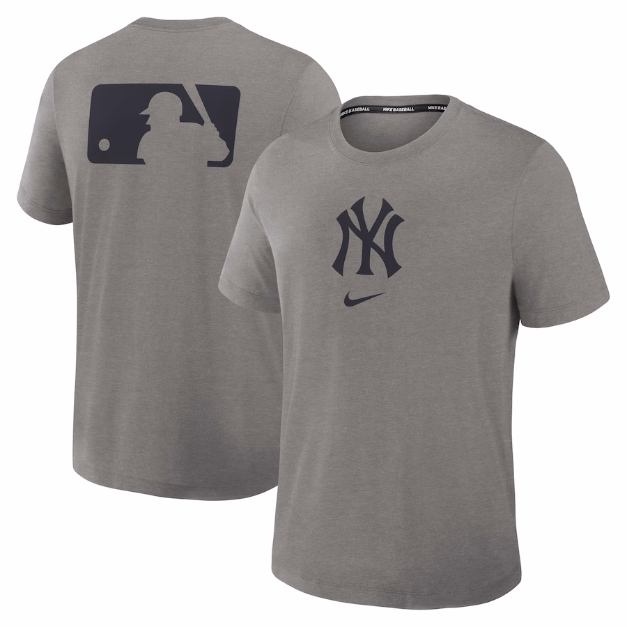 Men's New York Yankees Nike Heather Charcoal Authentic Collection Early Work Tri-Blend Performance T-Shirt - Jersey