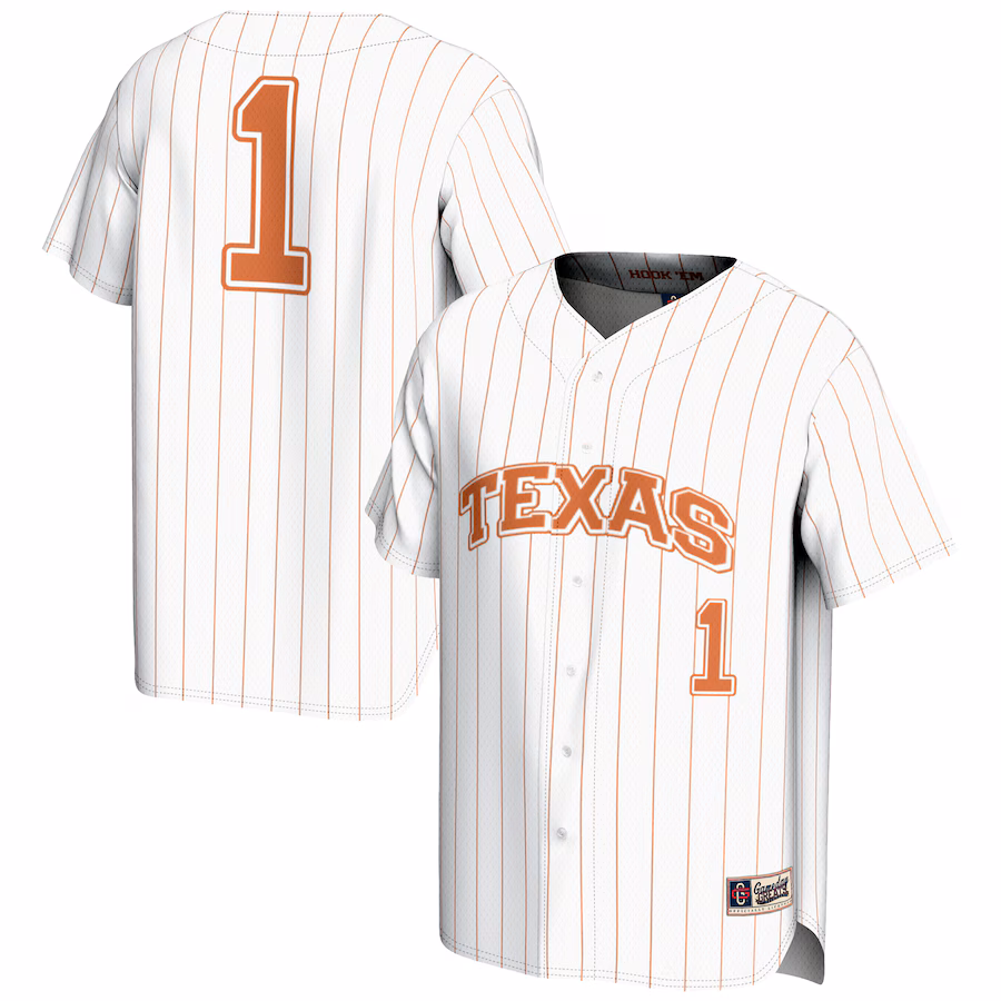 Youth GameDay Greats #1 White Texas Longhorns Lightweight Baseball Jersey - Jersey