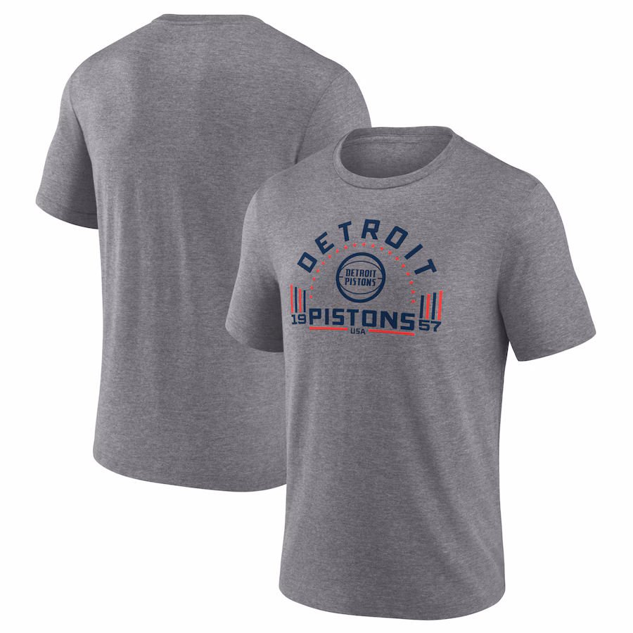 Men's Detroit Pistons Gray Team Freedom Tri-Blend T-Shirt - Jersey