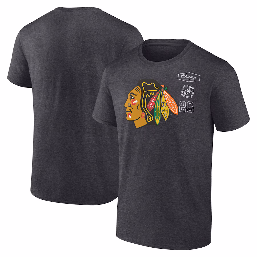 Men's Chicago Blackhawks Fanatics Heather Charcoal Origin T-Shirt - Jersey