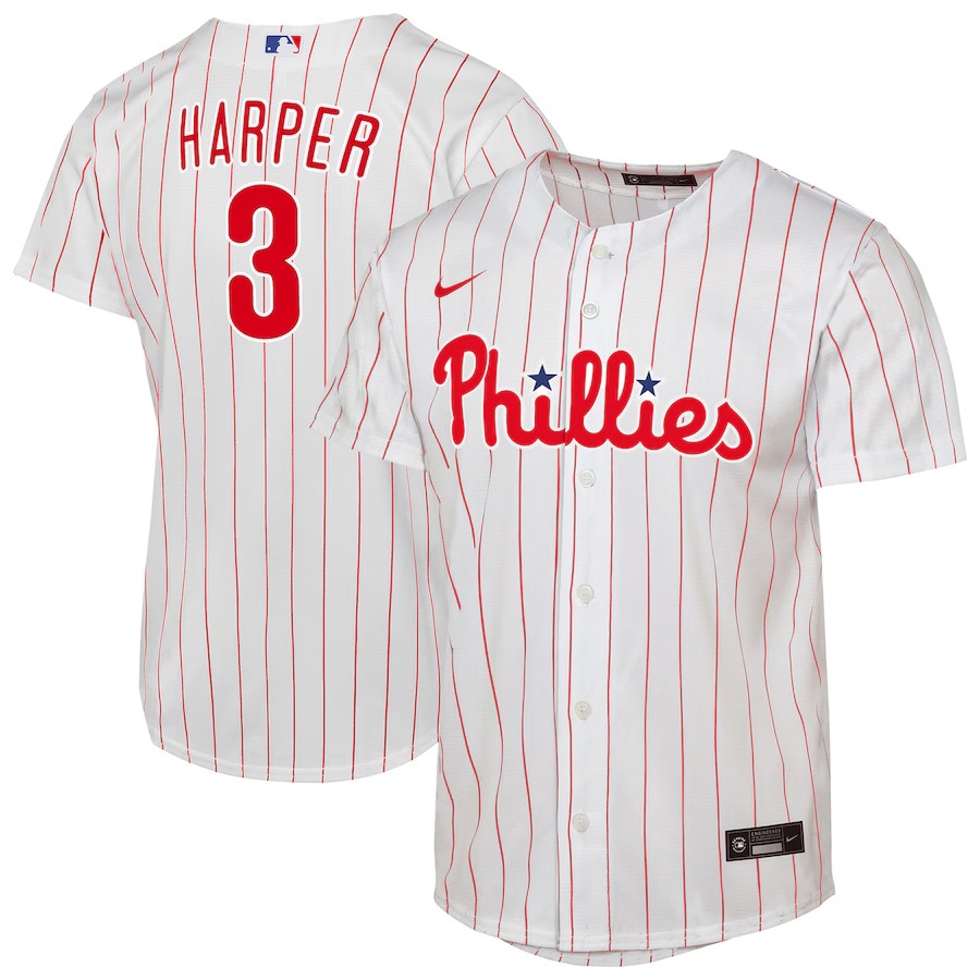 Youth Philadelphia Phillies Bryce Harper Nike White Home Replica Player Jersey - Jersey