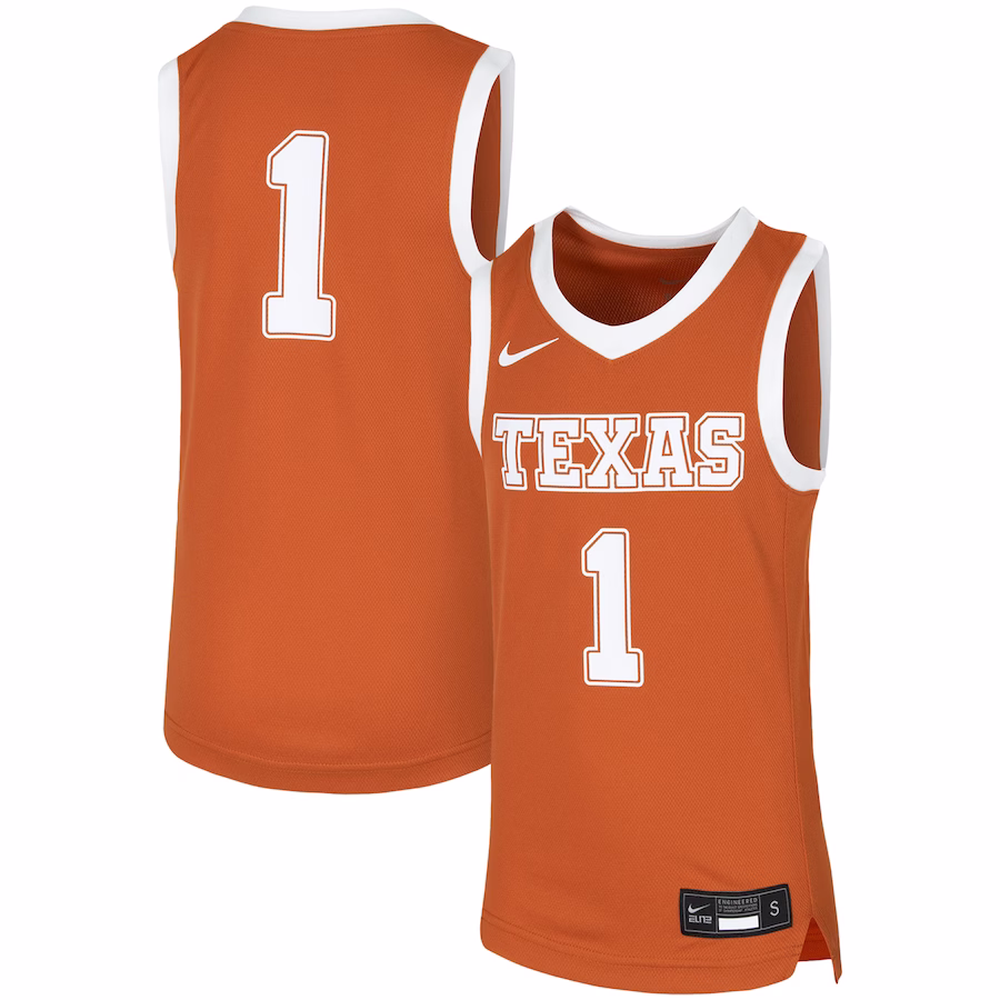 #1 Texas Longhorns Nike Youth Replica Team Basketball Jersey - Orange - Jersey