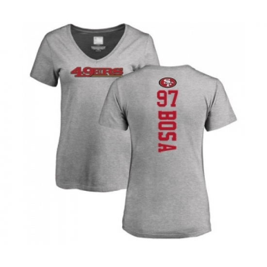 Football Women's San Francisco 49ers #97 Nick Bosa Ash Backer T-Shirt - Jersey