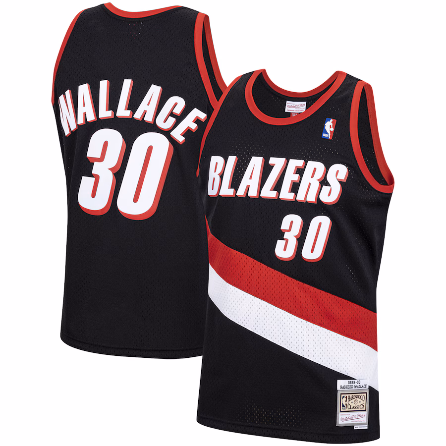 Men's Portland Trail Blazers Rasheed Wallace Mitchell & Ness Black 1999/00 Hardwood Classics Swingman Jersey - Jersey