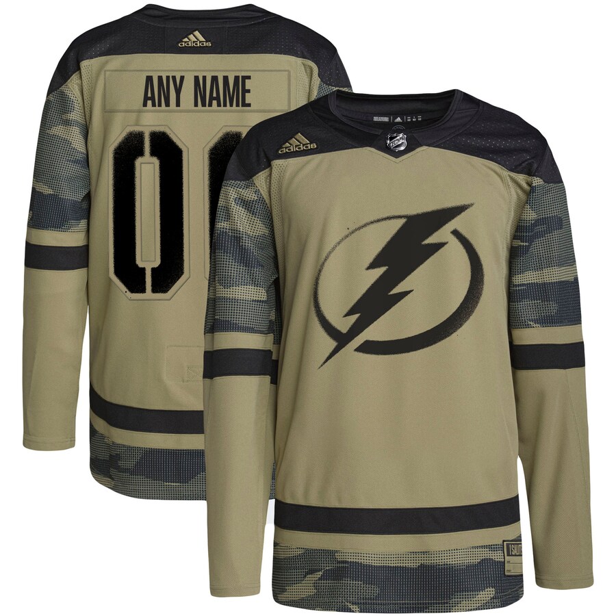 Men's Tampa Bay Lightning adidas Camo Military Appreciation Team Authentic Custom Practice Jersey - Jersey