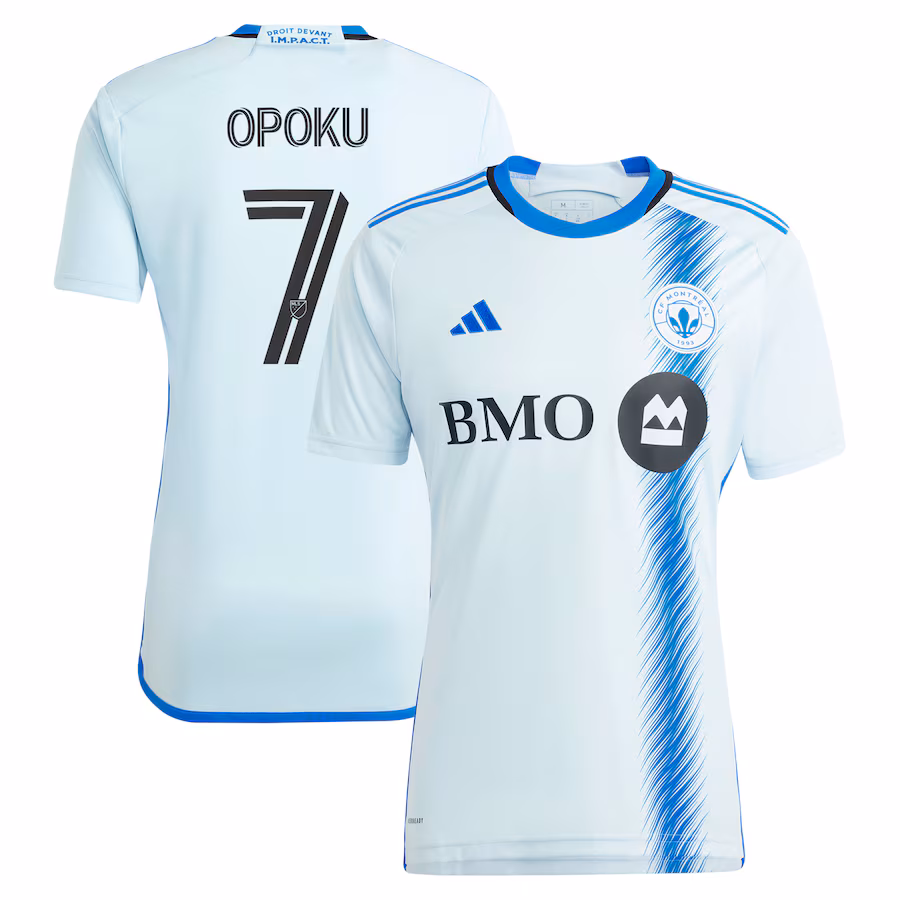 Men's CF Montreal Kwadwo Opoku adidas Light Blue 2024 La Main Replica Player Jersey - Jersey
