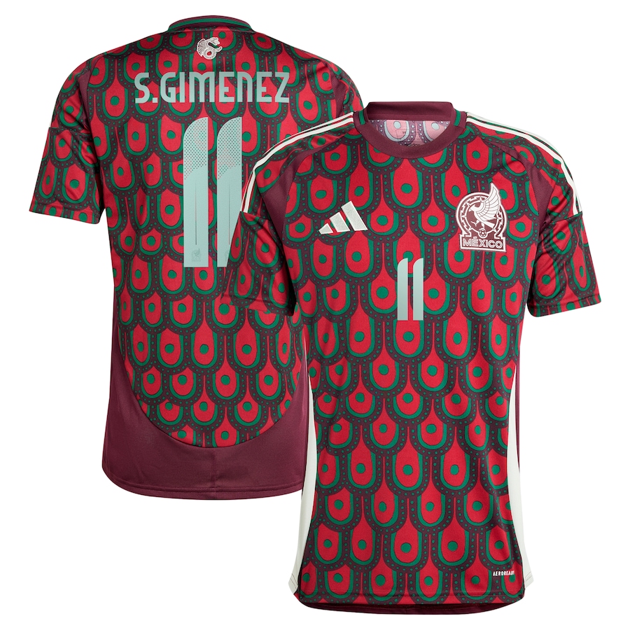 Men's Mexico National Team Santiago Giménez adidas Green 2024 Home Replica Player Jersey - Jersey