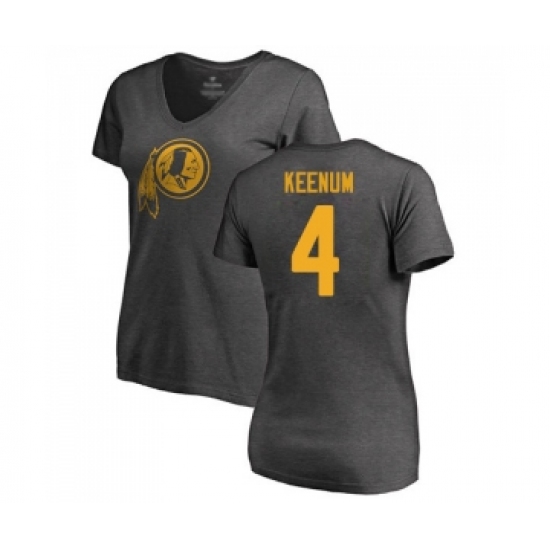Football Women's Washington Redskins #4 Case Keenum Ash One Color T-Shirt - Jersey